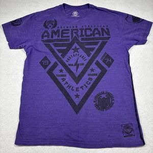 American Fighter Tee Shirt Mens Large Purple Raised Graphic Spellout Y2K